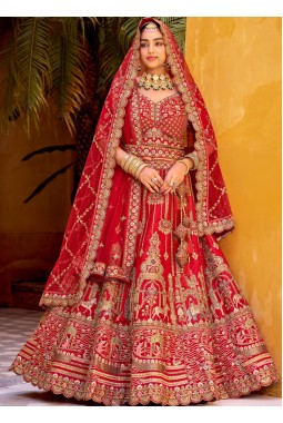 Red Silk Hand Work Bridal Lehenga Choli