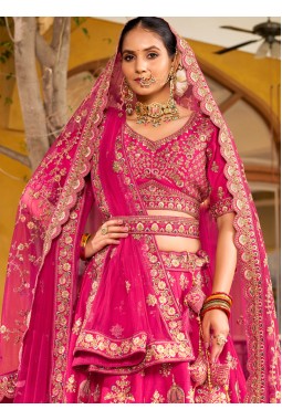 Pink Silk Hand Work Bridal Lehenga Choli