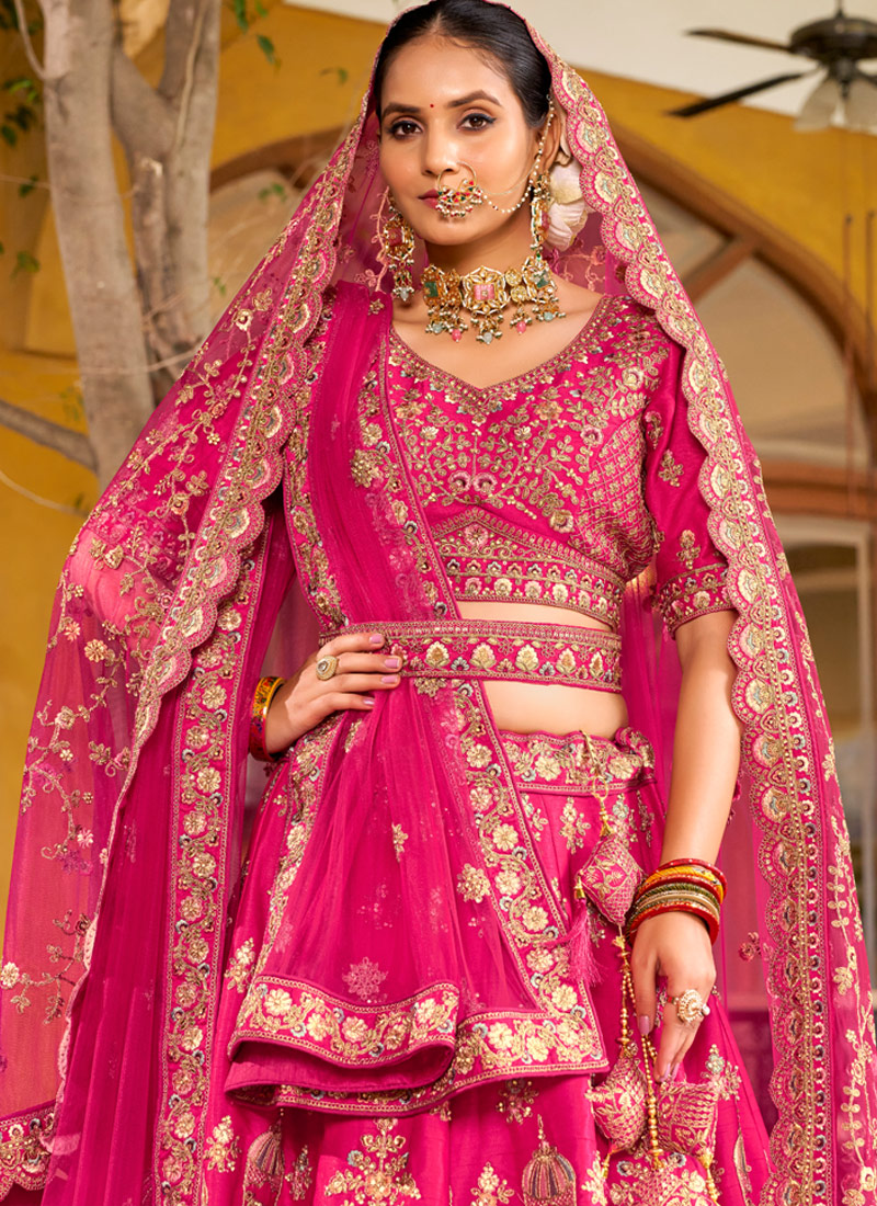 Pink Silk Hand Work Bridal Lehenga Choli