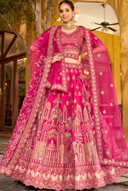 Pink Silk Hand Work Bridal Lehenga Choli