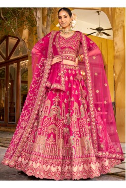 Pink Silk Hand Work Bridal Lehenga Choli