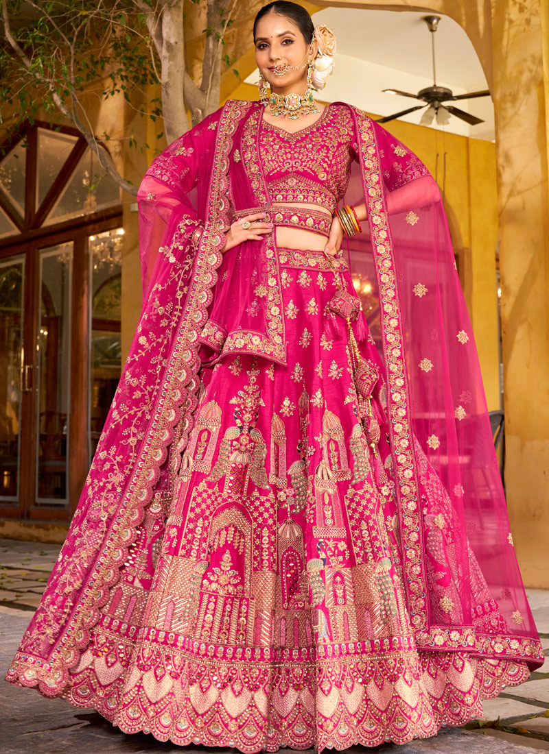 Pink Silk Hand Work Bridal Lehenga Choli