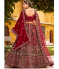 Maroon Velvet Hand Work Bridal Lehenga Choli