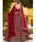 Maroon Velvet Hand Work Bridal Lehenga Choli