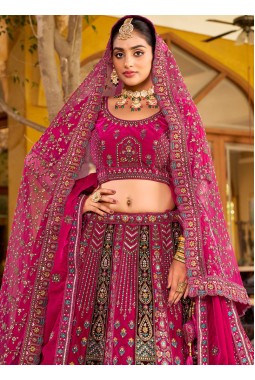 Rani Velvet Hand Work Bridal Lehenga Choli
