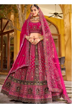 Rani Velvet Hand Work Bridal Lehenga Choli