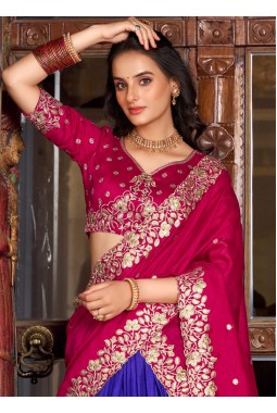 Lavender Silk Sequins Thread Embroidered Wedding Lehenga Choli