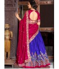 Lavender Silk Sequins Thread Embroidered Wedding Lehenga Choli