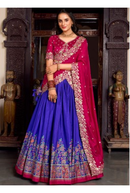 Lavender Silk Sequins Thread Embroidered Wedding Lehenga Choli