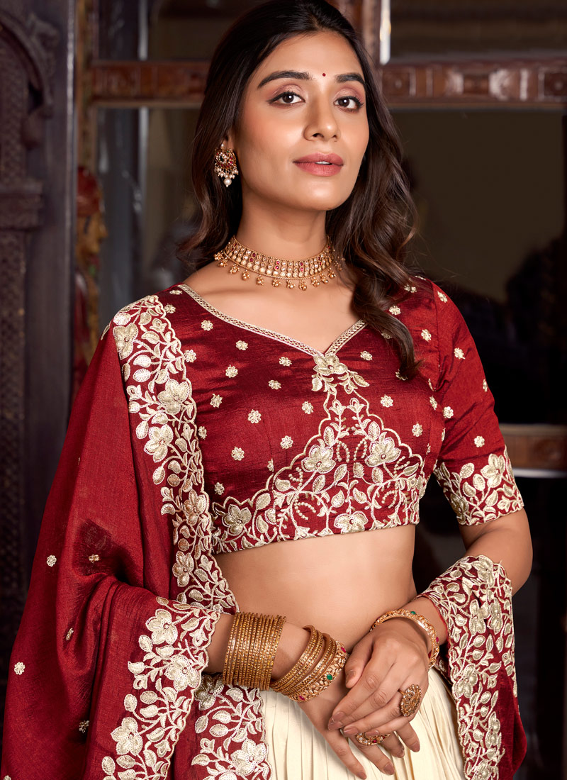 Off White Silk Sequins Embroidered Wedding Lehenga Choli Off White Silk Sequins Embroidered Wedding Lehenga Choli