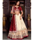 Off White Silk Sequins Embroidered Wedding Lehenga Choli Off White Silk Sequins Embroidered Wedding Lehenga Choli