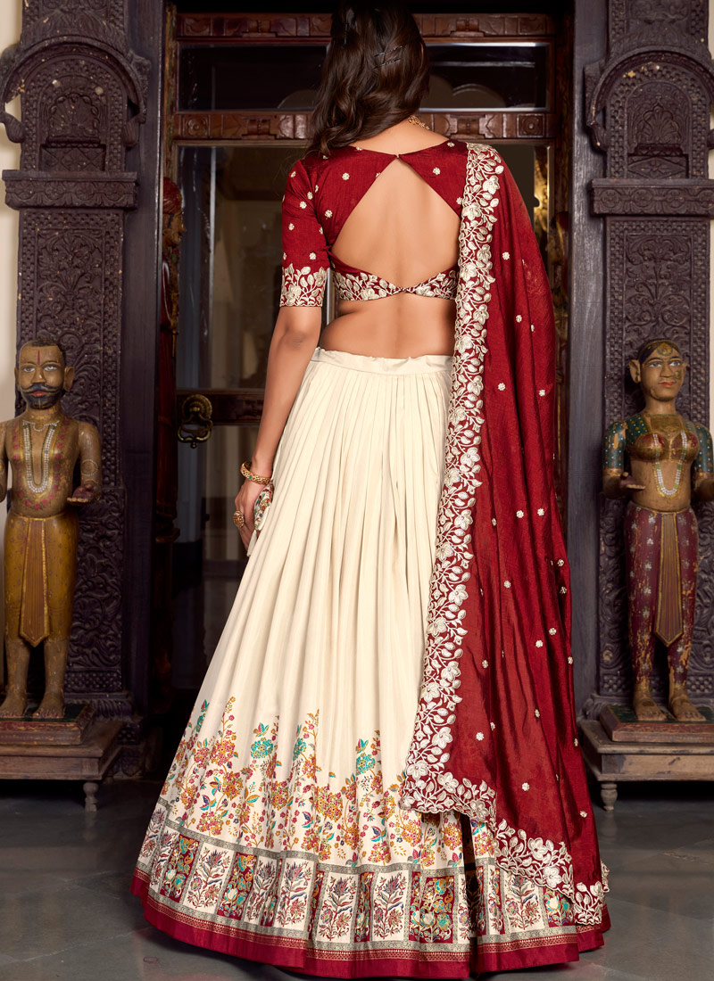 Off White Silk Sequins Embroidered Wedding Lehenga Choli Off White Silk Sequins Embroidered Wedding Lehenga Choli