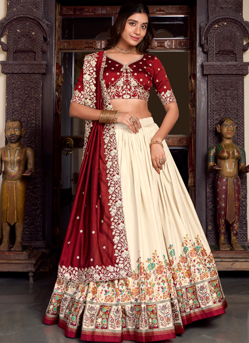 Off White Silk Sequins Embroidered Wedding Lehenga Choli Off White Silk Sequins Embroidered Wedding Lehenga Choli