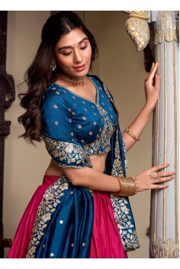 Pink Silk Printed With Foil Wedding Lehenga Choli