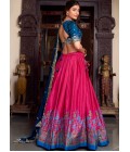Pink Silk Printed With Foil Wedding Lehenga Choli Pink Silk Printed With Foil Wedding Lehenga Choli