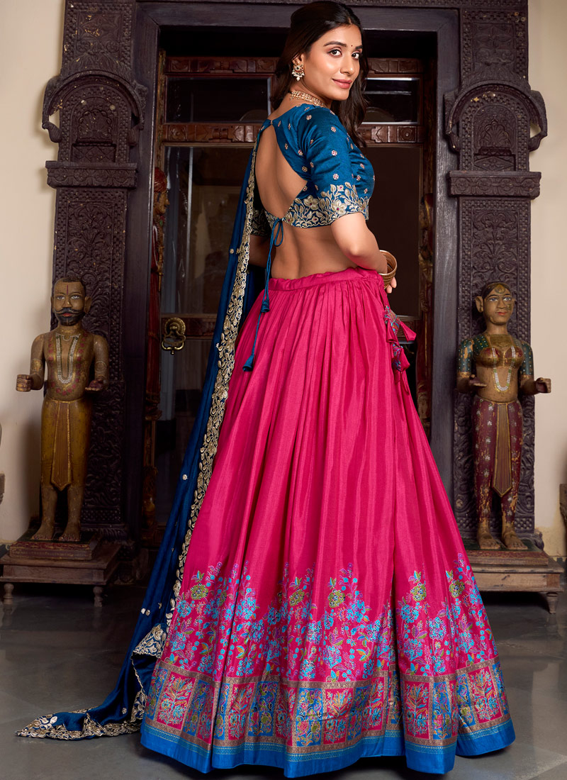 Pink Silk Printed With Foil Wedding Lehenga Choli Pink Silk Printed With Foil Wedding Lehenga Choli