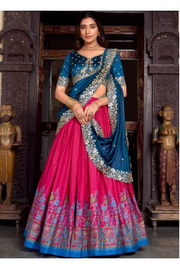 Pink Silk Printed With Foil Wedding Lehenga Choli