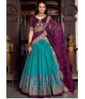 Teal Silk Sequins Thread Embroidered Wedding Lehenga Choli Teal Silk Sequins Thread Embroidered Wedding Lehenga Choli