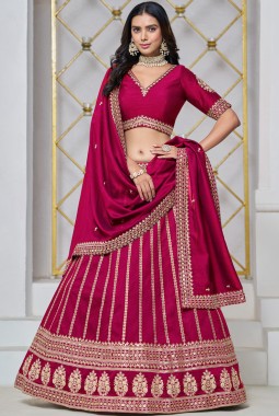 Red Art Silk Sequins Embroidered Wedding Lehenga Choli