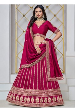 Red Art Silk Sequins Embroidered Wedding Lehenga Choli