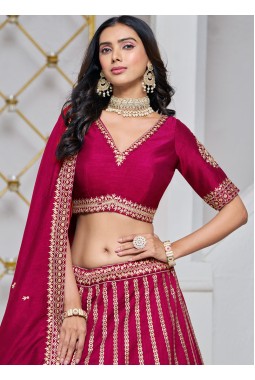 Red Art Silk Sequins Embroidered Wedding Lehenga Choli