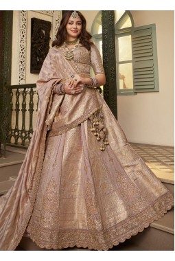 Lilac Banarasi Silk Khatli Weaving Designer Wedding Lehenga Choli