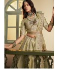 Pista Green Banarasi Silk Khatli Weaving Designer Wedding Lehenga Choli