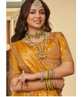 Mustard Banarasi Silk Khatli Weaving Designer Wedding Lehenga Choli