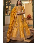 Mustard Banarasi Silk Khatli Weaving Designer Wedding Lehenga Choli