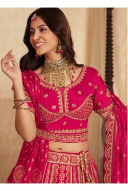 Red Banarasi Silk Khatli Weaving Designer Wedding Lehenga Choli