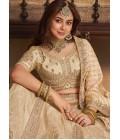 Beige Banarasi Silk Khatli Weaving Designer Wedding Lehenga Choli