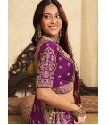Purple Banarasi Silk Khatli Weaving Designer Wedding Lehenga Choli