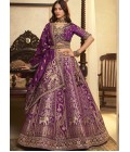 Purple Banarasi Silk Khatli Weaving Designer Wedding Lehenga Choli