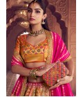 Multi Color Banarasi Silk Swarovski Wedding Lehenga Choli