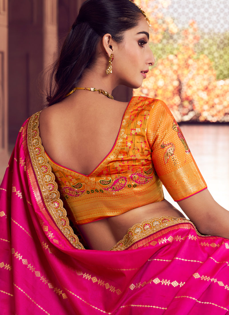 Multi Color Banarasi Silk Swarovski Wedding Lehenga Choli