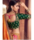 Multi Color Banarasi Silk Embroidered Wedding Lehenga Choli