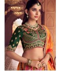 Multi Color Banarasi Silk Embroidered Wedding Lehenga Choli