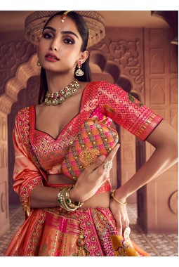 Multi Color Banarasi Silk Weaving Work Wedding Lehenga Choli