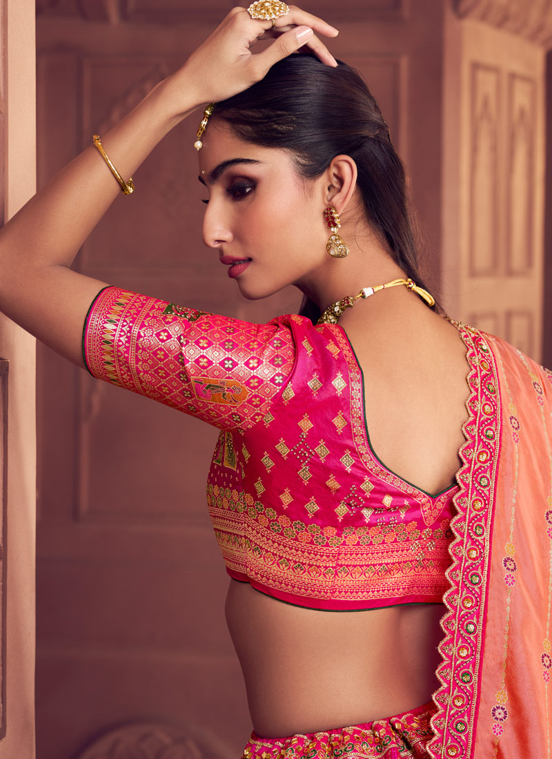 Multi Color Banarasi Silk Weaving Work Wedding Lehenga Choli