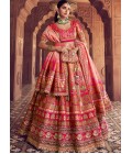 Multi Color Banarasi Silk Sequins Embroidered Wedding Lehenga Choli