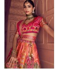 Multi Color Banarasi Silk Swarovski Wedding Lehenga Choli