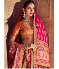 Multi Color Banarasi Silk Zari Weaving Work Wedding Lehenga Choli