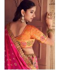 Multi Color Banarasi Silk Zari Weaving Work Wedding Lehenga Choli