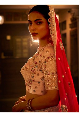 Chiku Satin Silk Heavy Hand Work Wedding Lehenga Choli