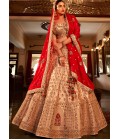 Chiku Satin Silk Heavy Hand Work Wedding Lehenga Choli