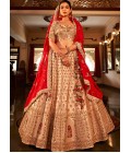 Chiku Satin Silk Heavy Hand Work Wedding Lehenga Choli