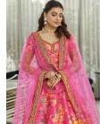 Deep Pink Art Silk Stone Work Wedding Lehenga Choli