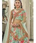 Mint Art Silk Sequins Wedding Lehenga Choli