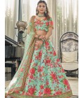 Mint Art Silk Sequins Wedding Lehenga Choli