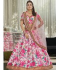 Light Pink Art Digital Print Work Wedding Lehenga Choli